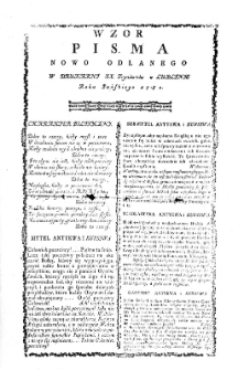 Wzory nowych pism drukarni Trynitarzy z roku 1782