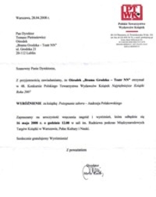 Wr&oacute;żnienie za książkę Pożegnanie z taborem - Andrzeja Polakowskiego