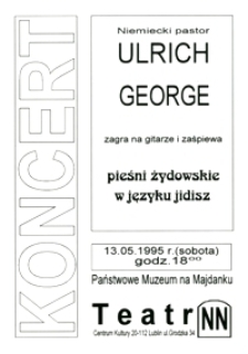 Koncert : Pieśni żydowskie w języku jidysz : Ulrich George : ulotka