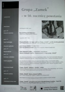 Grupa "Zamek" - w 50. rocznicę powstania : afisz