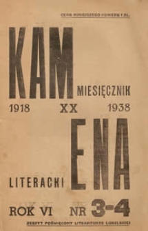 Kamena : miesięcznik literacki R. VI (1938), Nr 3-4 (53-54)