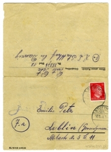 List Piotra Petza z obozu koncentracyjnego KL Stutthof (awers)