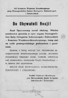 Ulotka z "Za - kronika 1917 r."
