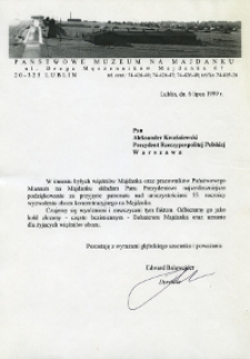 List Edwarda Balawejdera do Prezydenta RP Aleksandra Kwaśniewskiego