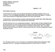 List Tadeusza Mysłowskiego do Prezydenta RP Aleksandra Kwaśniewskiego