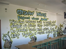 Wiersz Czesława Miłosza - ściana ZS Transportowo-Komunikacyjnych w Lublinie