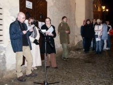 Tomasz Pietrasiewicz podczas obchod&oacute;w rocznicy likwidacji lubelskiego getta