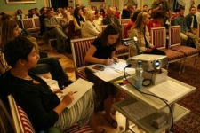 Projekcja slajd&oacute;w na promocji "Scriptores Scholarum"