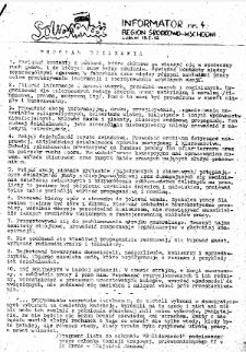 Informator. Region Środkowo-Wschodni &bdquo;Solidarność&rdquo;, Nr 4, 19.I.1982