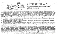 Informator. Region Środkowo-Wschodni &bdquo;Solidarność&rdquo;, Nr 9, 8.II.1982
