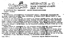Informator. Region Środkowo-Wschodni &bdquo;Solidarność&rdquo;, Nr 10, 15.II.1982