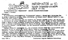 Informator. Region Środkowo-Wschodni „Solidarność”, Nr 10, 15.II.1982