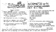 Informator. Region Środkowo-Wschodni &bdquo;Solidarność&rdquo;, Nr 14, 18.III.1982