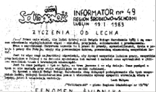 Informator. Region Środkowo-Wschodni „Solidarność”, Nr 49, 19.I.1983