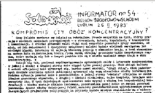 Informator. Region Środkowo-Wschodni &bdquo;Solidarność&rdquo;, Nr 54, 25.II.1983