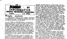 Informator. Region Środkowo-Wschodni &bdquo;Solidarność&rdquo;, Nr 64, 1.VI.1983