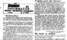 Informator. Region Środkowo-Wschodni &bdquo;Solidarność&rdquo;, Nr 65, 10.VI.1983
