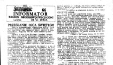 Informator. Region Środkowo-Wschodni &bdquo;Solidarność&rdquo;, Nr 66, 24.VI.1983