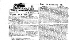 Informator. Region Środkowo-Wschodni &bdquo;Solidarność&rdquo;, Nr 73, 14.X.1983