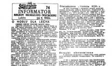 Informator. Region Środkowo-Wschodni &bdquo;Solidarność&rdquo;, Nr 74, 28.X.1983
