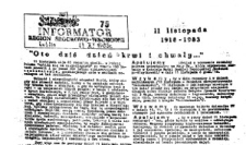 Informator. Region Środkowo-Wschodni &bdquo;Solidarność&rdquo;, Nr 75, 11.XI.1983