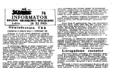 Informator. Region Środkowo-Wschodni &bdquo;Solidarność&rdquo;, Nr 76, 18.XI.1983