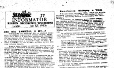 Informator. Region Środkowo-Wschodni „Solidarność”, Nr 77, 30.XI.1983