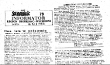 Informator. Region Środkowo-Wschodni &bdquo;Solidarność&rdquo;, Nr 79, 16.XII.1983