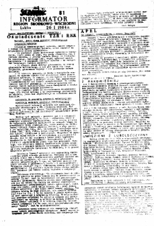 Informator. Region Środkowo-Wschodni &bdquo;Solidarność&rdquo;, Nr 81, 20.I.1984