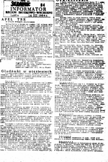Informator. Region Środkowo-Wschodni „Solidarność”, Nr 84, 16.III.1984