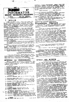 Informator. Region Środkowo-Wschodni „Solidarność”, Nr 87, 20.IV.1984