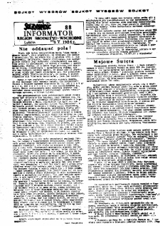 Informator. Region Środkowo-Wschodni &bdquo;Solidarność&rdquo;, Nr 88, 8.V.1984