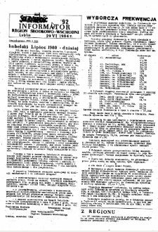 Informator. Region Środkowo-Wschodni „Solidarność”, Nr 92, 29.VI.1984