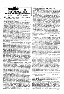 Informator. Region Środkowo-Wschodni &bdquo;Solidarność&rdquo;, Nr 95, 21.IX.1984