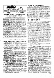 Informator. Region Środkowo-Wschodni &bdquo;Solidarność&rdquo;, Nr 96, 5.X.1984