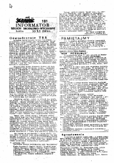 Informator. Region Środkowo-Wschodni &bdquo;Solidarność&rdquo;, Nr 101, 30.XI.1984
