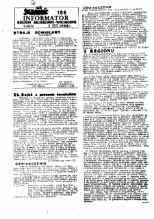 Informator. Region Środkowo-Wschodni &bdquo;Solidarność&rdquo;, Nr 106, 1.III.1985