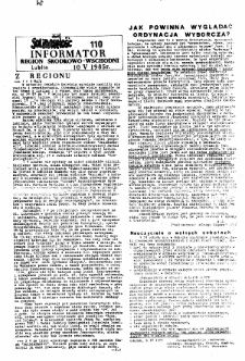 Informator. Region Środkowo-Wschodni &bdquo;Solidarność&rdquo;, Nr 110, 10.V.1985