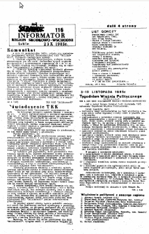 Informator. Region Środkowo-Wschodni &bdquo;Solidarność&rdquo;, Nr 116, 23.X.1985
