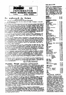 Informator. Region Środkowo-Wschodni „Solidarność”, Nr 117, 13.XI.1985