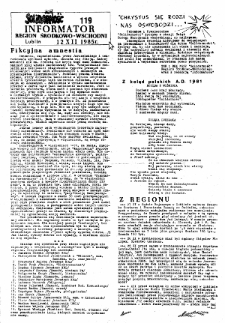 Informator. Region Środkowo-Wschodni &bdquo;Solidarność&rdquo;, Nr 119, 12.XII.1985