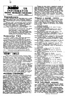Informator. Region Środkowo-Wschodni &bdquo;Solidarność&rdquo;, Nr 126, 26.VI.1986