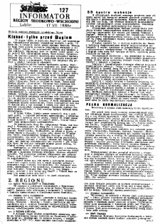 Informator. Region Środkowo-Wschodni „Solidarność”, Nr 127, 17.VII.1986