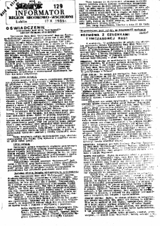 Informator. Region Środkowo-Wschodni &bdquo;Solidarność&rdquo;, Nr 129, 17. X.1986