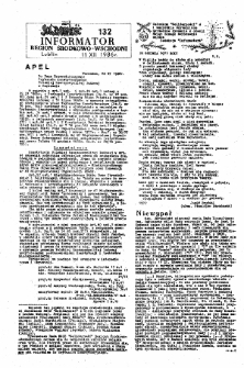 Informator. Region Środkowo-Wschodni „Solidarność”, Nr 132, 11.XII.1986