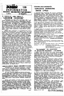 Informator. Region Środkowo-Wschodni &bdquo;Solidarność&rdquo;, Nr 139, 22.IV.1987