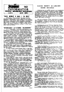 Informator. Region Środkowo-Wschodni &bdquo;Solidarność&rdquo;, Nr 142, 25.VI.1987
