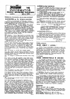 Informator. Region Środkowo-Wschodni „Solidarność”, Nr 146, 20.XI.1987