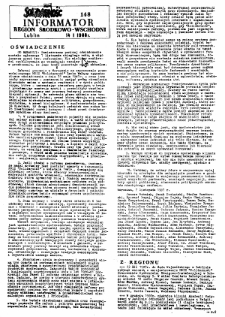 Informator. Region Środkowo-Wschodni „Solidarność”, Nr 148, 14.I.1988