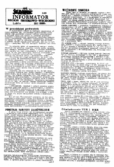 Informator. Region Środkowo-Wschodni „Solidarność”, Nr 149, 28.I.1988